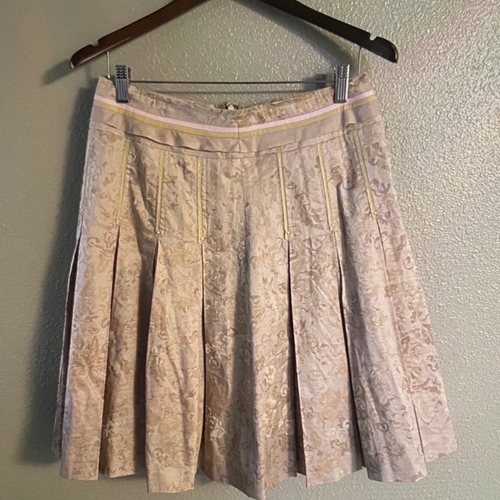 Chic Beige Floral A-Line Skirt